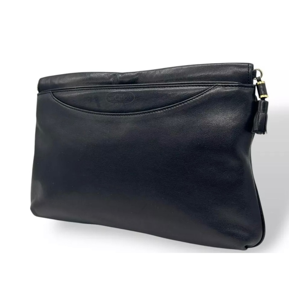 Chloe Elegant Black Leather Clutch